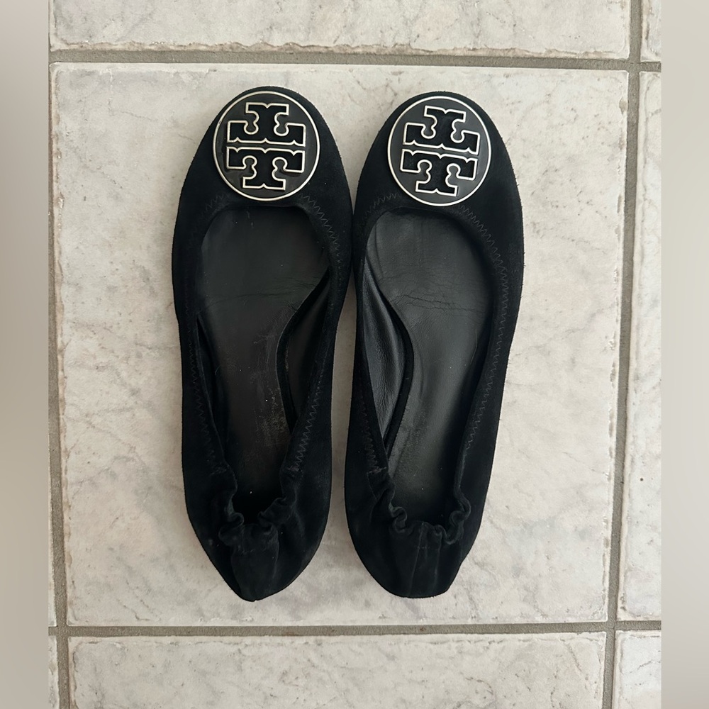 Black suede Tory Burch flats